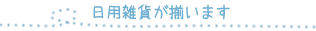 日用雑貨が揃います